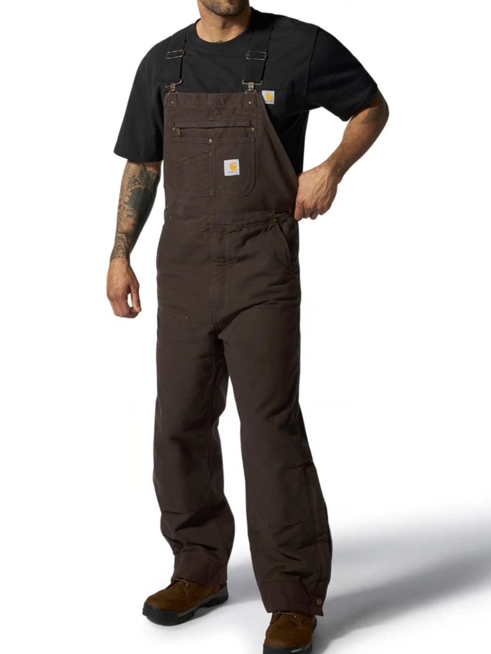 Carhartt Washed Duck Insulated Bib Overall in Dark Brown 🆕